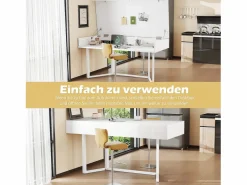 Sale Escritorio plegable multifunción con enchufe europeo - MDF, negro y roble, con espacio de almacenamiento (120x50x76 cm) Escritorio Secreter