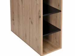 Sale Vente-unique Escritorio rinconera con compartimentos de MDF natural y negro - ROMIARA Negro / Color natural claro
