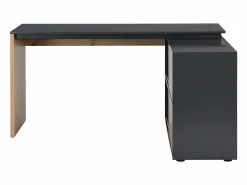 Vente-unique Escritorio rinconera con 2 puerta correderas de MDF color natural y negro - COLIOBA Negro / Color natural claro