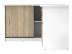 Escritorio rinconera NORWY 2 puertas y cajones Blanco,roble Escritorio Rinconero|Escritorio Tradicional