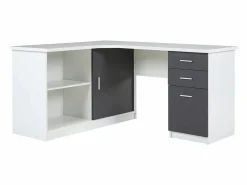 Vente-unique Escritorio rinconero NORWY 2 puertas 2 cajones Blanco/Gris
