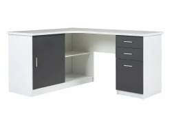 Vente-unique Escritorio rinconero NORWY 2 puertas 2 cajones Blanco/Gris