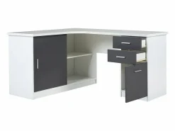 Vente-unique Escritorio rinconero NORWY 2 puertas 2 cajones Blanco/Gris