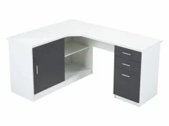 Vente-unique Escritorio rinconero NORWY 2 puertas 2 cajones Blanco/Gris