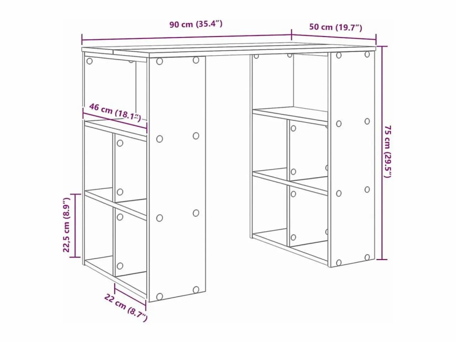 Clearance Clicnbuy Escritorio Roble ahumado 90 x 50 x 75 cm Madera contrachapada Marru00f3n