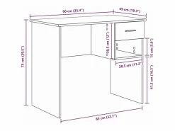 Online Escritorio Roble Sonoma 90 x 49 x 75 cm Madera de ingeniería Escritorio Secreter