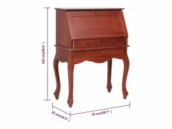 Clicnbuy Escritorio secreter madera maciza de caoba marrón 78x42x103 cm