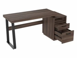 Clearance ModernLuxe Escritorio sencillo 135×54 cm - 2 cajones silenciosos - tablero amplio - marrón + negro Marru00f3n