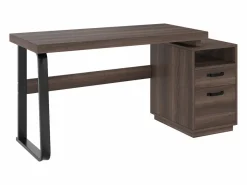 Clearance ModernLuxe Escritorio sencillo 135×54 cm - 2 cajones silenciosos - tablero amplio - marrón + negro Marru00f3n
