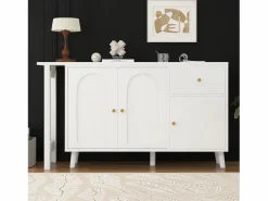 Merax Escritorio y aparador 2 en 1 - 120 x 40 x 74,5 cm - Giratorio 360° - con 3 puertas + 1 cajón - aglomerado -