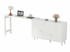 Merax Escritorio y aparador 2 en 1 - 120 x 40 x 74,5 cm - Giratorio 360° - con 3 puertas + 1 cajón - aglomerado -