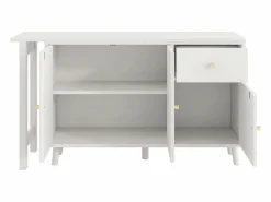Merax Escritorio y aparador 2 en 1 - 120 x 40 x 74,5 cm - Giratorio 360° - con 3 puertas + 1 cajón - aglomerado -