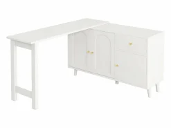 Merax Escritorio y aparador 2 en 1 - 120 x 40 x 74,5 cm - Giratorio 360° - con 3 puertas + 1 cajón - aglomerado -