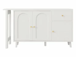 Merax Escritorio y aparador 2 en 1 - 120 x 40 x 74,5 cm - Giratorio 360° - con 3 puertas + 1 cajón - aglomerado -