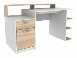 Online Escritorio ZACHARIE 1 cajón y 1 puerta Blanco y roble Escritorio Tradicional