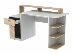 Online Escritorio ZACHARIE 1 cajón y 1 puerta Blanco y roble Escritorio Tradicional