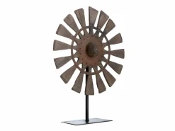 Made In Meubles Escultura de madera y metal en forma de rueda Georgia -