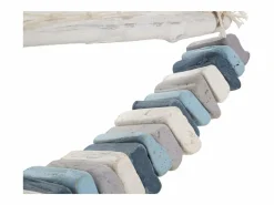 Outlet Escultura de velero en madera con red de tela 45x45x7cm Enok - Marino Azul