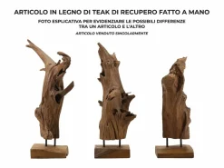 Hot Escultura decorativa étnica de madera de teca hecha a mano Akar Marru00f3n