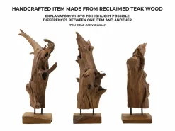 Hot Escultura decorativa étnica de madera de teca hecha a mano Akar Marru00f3n