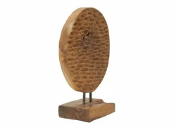 Escultura étnica decorativa de madera de teca hecha a mano Coin