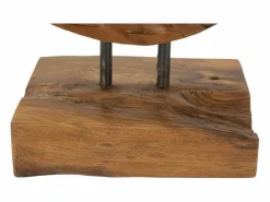 Escultura étnica decorativa de madera de teca hecha a mano Coin