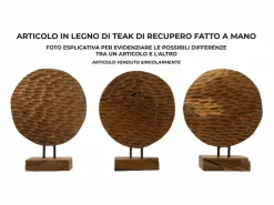 Escultura étnica decorativa de madera de teca hecha a mano Coin
