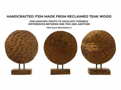 Escultura étnica decorativa de madera de teca hecha a mano Coin