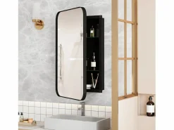 Espejo de baño - Mueble con espejo - Estante regulable - 76 x 51 cm - Accesorios De Cuarto De Baño|Espejo De Cuarto De Baño