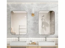 Espejo de baño - Mueble con espejo - Estante regulable - 76 x 51 cm - Accesorios De Cuarto De Baño|Espejo De Cuarto De Baño
