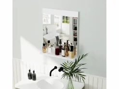 Discount Homcom Espejo de baño Altivia con estante 60x50x12 cm Blanco