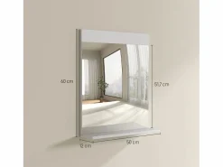 Discount Homcom Espejo de baño Altivia con estante 60x50x12 cm Blanco