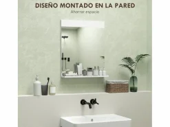 Discount Homcom Espejo de baño Altivia con estante 60x50x12 cm Blanco