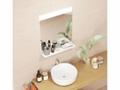 Discount Homcom Espejo de baño Altivia con estante 60x50x12 cm Blanco