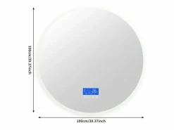Clearance Espejo de baño antivaho sin marco con indicador de temperatura, 3 niveles de brillo, redondo, diámetro 100 cm Accesorios De Cuarto De Baño|Espejo De Cuarto De Baño