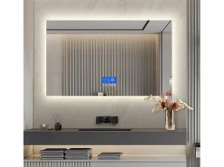 Outlet Espejo de baño con iluminación - 100 x 60 cm - Espejo de baño LED - con toque, antivaho, reloj, temperatura, regulable Accesorios De Cuarto De Baño|Espejo De Cuarto De Baño