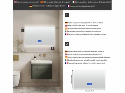 Sale Espejo de baño con iluminación LED - 100 x 60 cm - 3 colores de luz - con indicador de temperatura Blanco