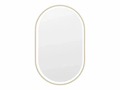 Sale OZAIA Espejo de baño con luz y marco redondeado - 50 x 80 cm - ALARICO Dorado