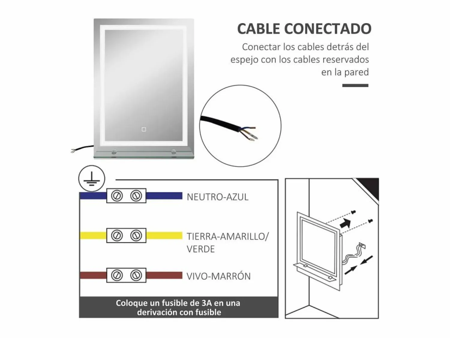 Best Espejo de baño Coral Kleankin 3 colores táctil plata 70x50 cm Mueble De Aseo