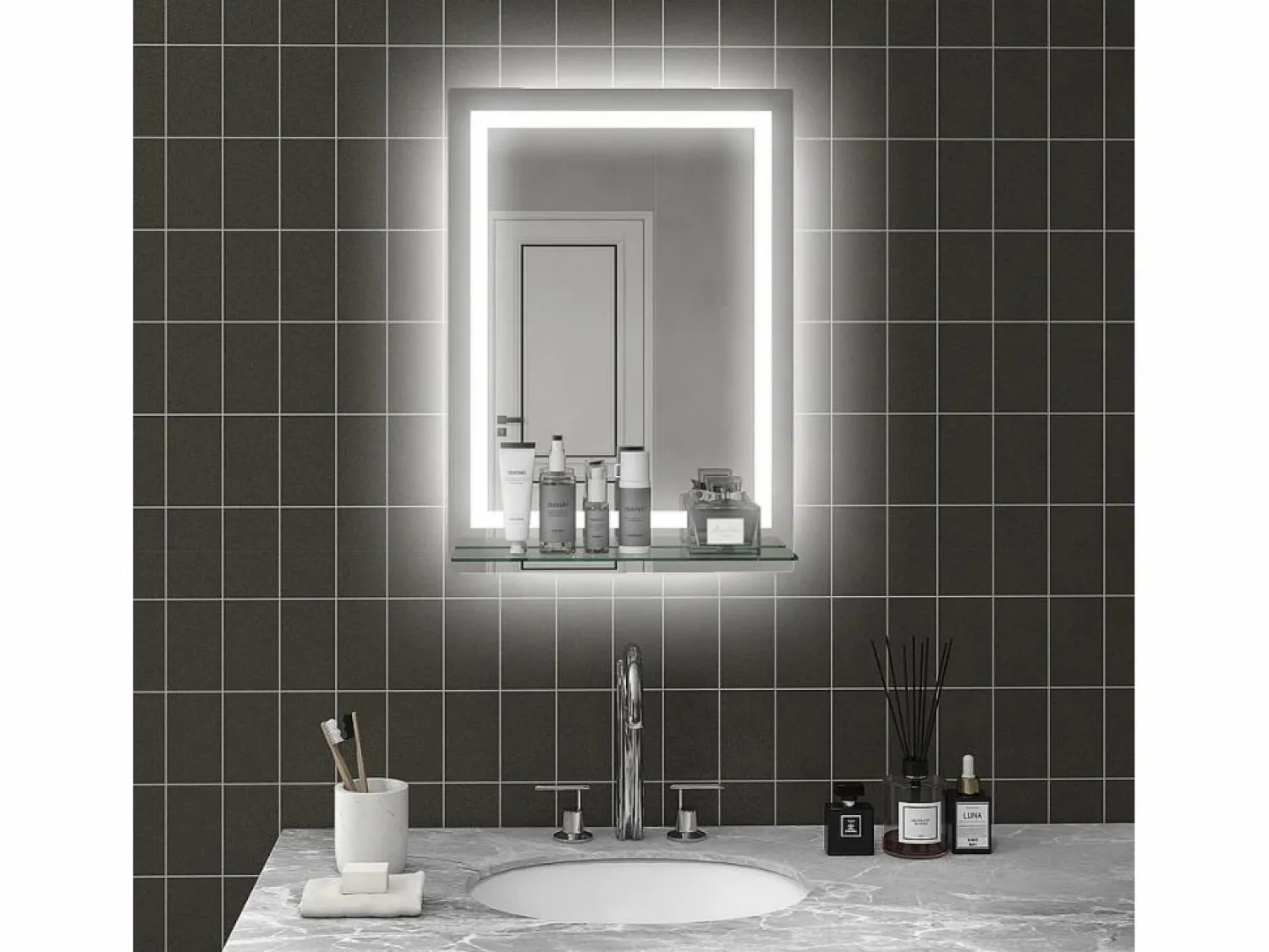 Best Espejo de baño Coral Kleankin 3 colores táctil plata 70x50 cm Mueble De Aseo