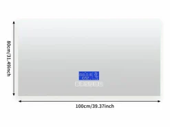 Online Espejo de baño de 100 x 80 cm, LED con altavoz Bluetooth, iluminación regulable, antivaho y pantalla de temperatura. Blanco