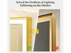 Fativo Espejo de baño iluminado LED antivaho con marco 80x60x4cm