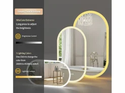 Fativo Espejo de baño LED ovalado 80x50cm espejo de pared iluminado con iluminación de 3 colores ajustables 80x50cm