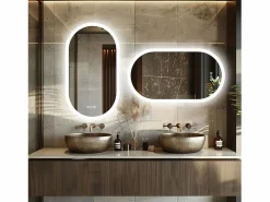 Fativo Espejo de baño LED ovalado 80x50cm espejo de pared iluminado con iluminación de 3 colores ajustables 80x50cm