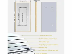 New Fativo Espejo de baño LED rectangular 120x60cm espejo iluminado 3 colores ajustable con marco 120x60x4cm Dorado