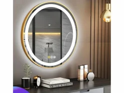 Fativo Espejo de baño LED redondo con 3 colores regulables antivaho 60x60cm