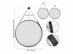Outlet Espejo de baño LED redondo 60com espejo iluminado de pared con 3 colores ajustables antivaho 60x60cm Accesorios De Cuarto De Baño|Espejo De Cuarto De Baño