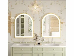 New Espejo de baño LED 60x90cm con iluminación espejo iluminado de pared 3 colores ajustables 60x90x4cm Accesorios De Cuarto De Baño|Espejo De Cuarto De Baño