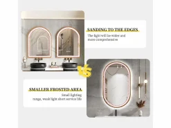 New Espejo de baño LED 60x90cm con iluminación espejo iluminado de pared 3 colores ajustables 60x90x4cm Accesorios De Cuarto De Baño|Espejo De Cuarto De Baño