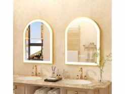 New Espejo de baño LED 60x90cm con iluminación espejo iluminado de pared 3 colores ajustables 60x90x4cm Accesorios De Cuarto De Baño|Espejo De Cuarto De Baño